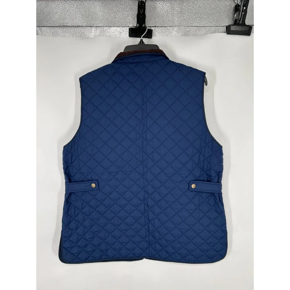 Lands End Quilted Vest‎ Womens Large Barn Chore Corduroy Collar Snap Primaloft